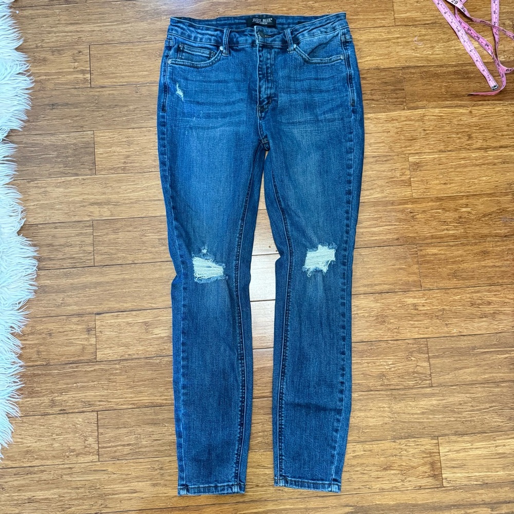 Judy Blue women's distressed skinny stretch denim jeans 11/30 - Picture 7 of 8